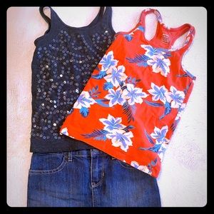 2 Tank tips and mini skirt